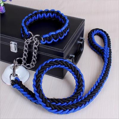 China Adjustable Eight Strand Woven Dog Collar Leash Explosion Proof Nylon Pet Leash for sale