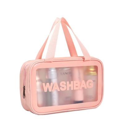 Cina Borsa cosmetica trasparente di trucco del PVC della radura del sacchetto 3pcs della spiaggia impermeabile di viaggio in vendita