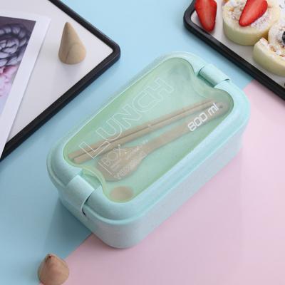 China 800ml Student Wheat Straw Lunch Box Sealed Single Layer for sale