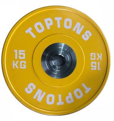 China Universal Cross Fitness Logo Competition Barbell Set Colored Custom Solid Rubber Weightlifting Bumper Plates for sale