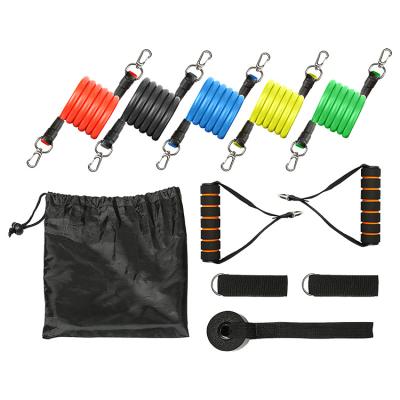 China 2021 Hot Selling Heavy Duty Gymnastics Fitness Exercises 11pcs 150lbs Band Latex Resistance Band And Tube Set for sale