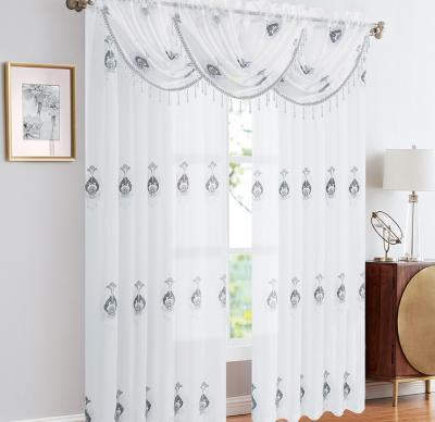 China Sheer Rod Blackout Embroidery Curtain Living Room In Pocket Modern American Curtain Drapery for sale