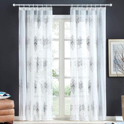 China Blackout Embroidery Classic White Sheer Window Curtain For Living Room Wholesale for sale