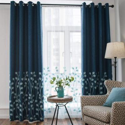 China Melodieux Wheat Embroidery Insulated Sheer Window Curtains For Ready Made Living Room And Bedroom Drapes for sale