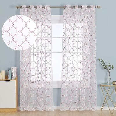 China Wholesale Embroidered Blackout Sheer Curtains For Living Room Ready Made for sale