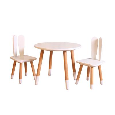 China Nashow LMMS-041 Modern High Quality Wooden Children's Table and Chairs Bunny Chairs Kids Furniture + Round Table for sale