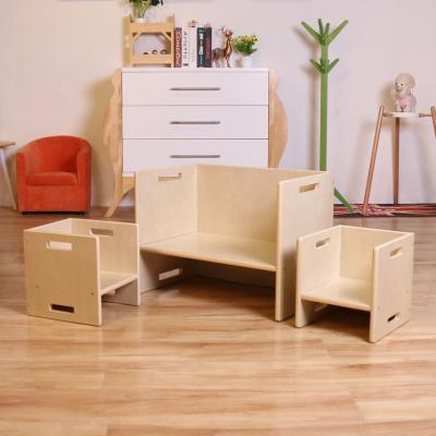 China Nashow LMMS-054 Montessori Multifunctional Modern Wooden Cube Table and Chair Stool Sets for Kid Children Toddler Desk for sale