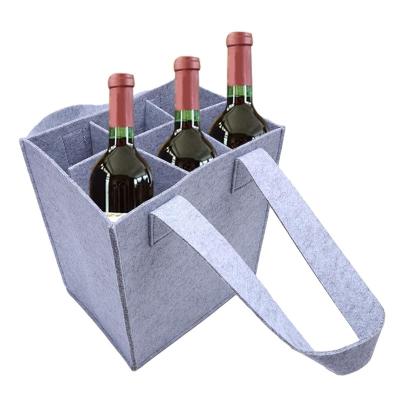 China Lady Fac Supply Non-Woven Wine Tote Bag Six Compartments Bottle Felt Handbag for sale