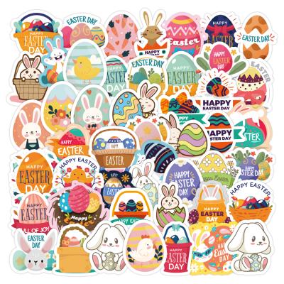 China Waterproof+Eco-friendly 50pcs Easter Egg Cartoon Stickers 2-3.2in Reusable PVC Luggage Laptop Phone Computer Festival Stickers for sale