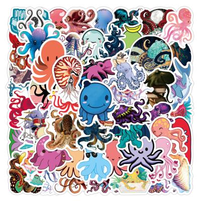 China Waterproof+Eco-friendly 50pcs Octopus Waterproof Stickers Skateboard Motorcycle Guitar Luggage Laptop Bicycle Sticker For Kid for sale