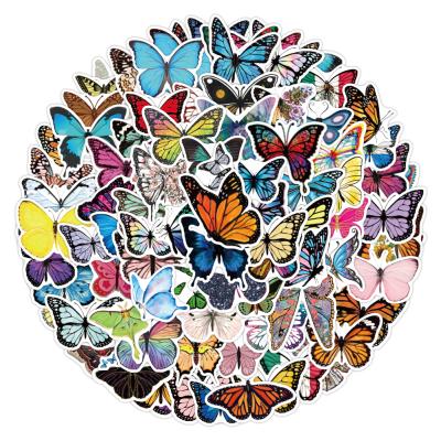 China Waterproof+Eco-friendly 100 Pcs Butterflies Waterproof Vinyl Die Cut Decorative Stickers For Car Motorcycle Bicycle Luggage for sale