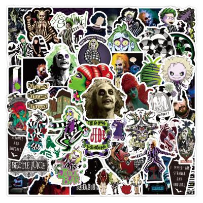 China Waterproof+Eco-friendly 50pcs/Pack Beetlejuice Waterproof Stickers Skateboard Motorcycle Guitar Luggage Laptop Bicycle Sticker Kids Toys for sale