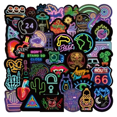 China Waterproof+Eco-friendly 100pcs Neon Stickers Skateboard Motorcycle Guitar Luggage Laptop Bicycle Sticker Kids Toys for sale