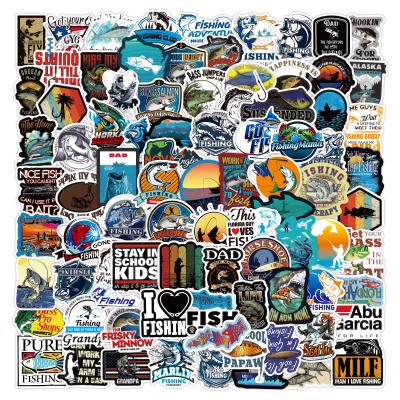 China Waterproof+Eco-friendly 100pcs/Pack Fishing Stickers Waterproof Skateboard Motorcycle Guitar Luggage Laptop Bicycle Sticker Kids Toys for sale