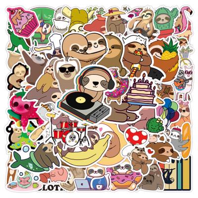 China Waterproof+Eco-friendly 50pcs/Pack Sloth Stickers Waterproof Skateboard Motorcycle Guitar Luggage Laptop Bicycle Sticker Kids Toys for sale