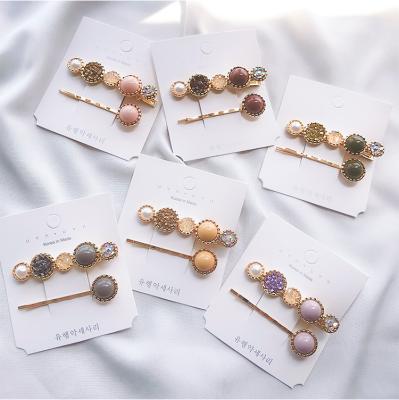 China Bobby Hair Pins Hair Clip Environmentally Friendly Trendy Fashion Rhinestone Pearl Hair Clip Hairpins Girl's Arylic Accessory for sale