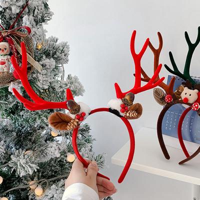 China High quality ! Cute Christmas Girl Heart Christmas Headband Moose Antlers Hair Accessories Pressed Hair Band for sale