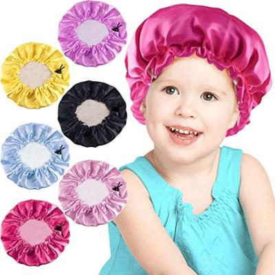 China Low MOQ Cozy Mommy and Me Hair Hood Women and Kids Double Layer Soft Satin Hoods Sleep Hat for Kids for sale