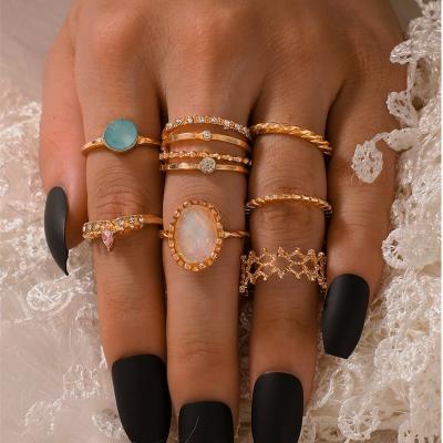 China Health Set Of 7 Pcs Cheap Rings Sets For All Fingers Alloy Women Rings Hot Selling Jewelry What Size Is My Finger For Rings for sale