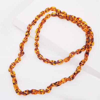 China 2021 Wholesale Environmentally Friendly Customized Colorful Acrylic Jewelry Accessories CIA Popular Fashion Necklace Double Link Chain I074 for sale