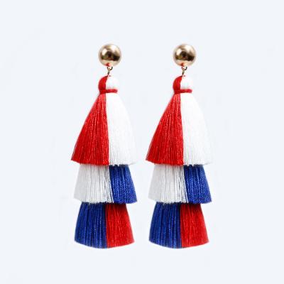 China Wholesale European and American Manufacturers Bohemian Thin Earrings Bohemian Earrings Long Female Colorful Thin Tassel Ethnic Style for sale