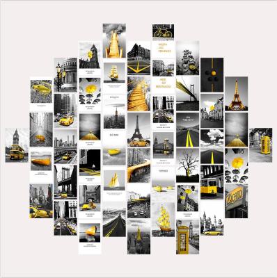 China Modern yellow-gray combination 4*6 inches interesting landscape style wall collage hot-selling aesthetic kit for sale