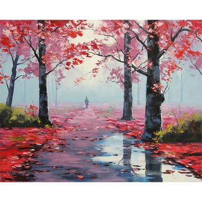 China Modern Impressionism Handmade Thick Painting Hands Knife Painting Forest Landscape Oil Painting for sale