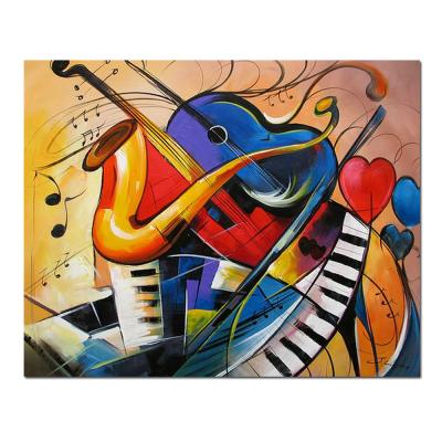 China 100% Handmade Abstract Picture Acrylic Paintings of Guitars Musical Instrument for sale