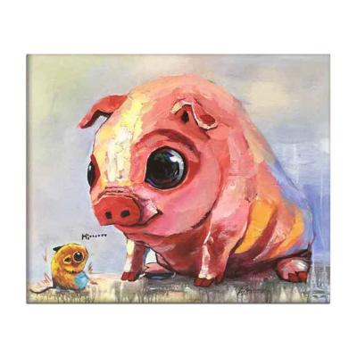 China Modern Modern Pig Pet Portrait Artwork Animal Anime Painting For Kids Room Decor for sale