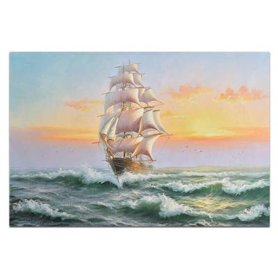 China Dafen Art Canvas Oil Painting Classic Hand Painted Modern Landscape Decorative Sailing Boat for sale