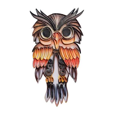 China Custom Handmade Custom Wall Hanging Owl Animal Picture 3D Art Paper Painting Idea Design 100% Customization New for sale