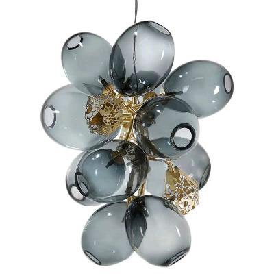 China Hotel Lobby Project Customized Large Modern Copper Pendant Light Hand Blown Glass Chandelier for sale