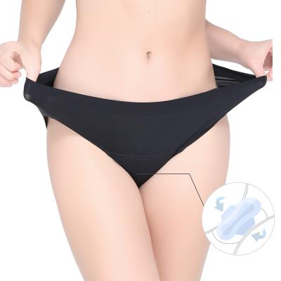 China 4 Layers Period Panties Black Seamless Soft Women Silk Menstrual Panties for sale