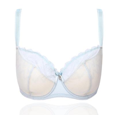 China Latest design high quality rhinestone antibacterial and breathable bow lace covered cotton spliced ​​padded bra for sale