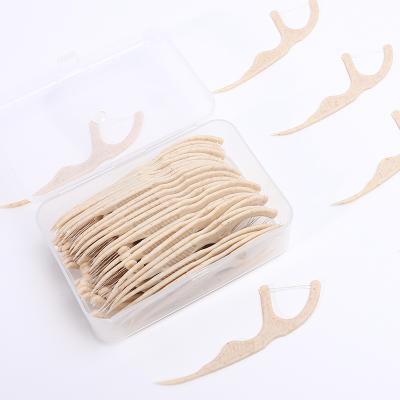 China restaurant & Natural Wheat Straw Dental Floss Picks Household Dental Floss Biodegradable Pick Manufactory for sale