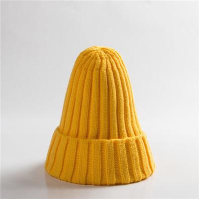 China COMMON thickened warm pure color knitted hat with casual and floppy cute pointed woolen hat for sale