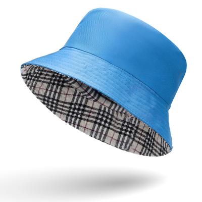 China Fashion Spring and Autumn Double-Sided Summer Men and Women's Plaid Suns Wearable Fisherman Hat For Woman for sale