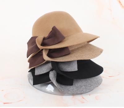 China Autumn and winter woolen jazz hat female gunwale hats female British wool felt hat top hat for sale