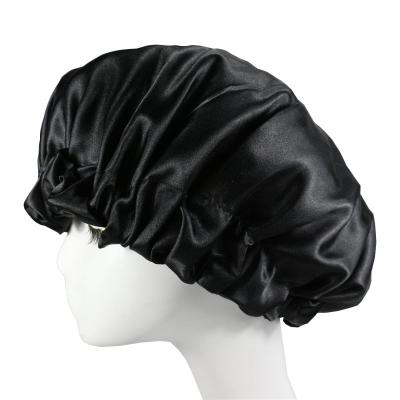 China Fashion Covers Satin Satin Hair Cap Women's Adjustable Drawstring Silk Double Sided Nightcap Hat for sale