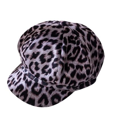 China New Fashion Style Leopard Print Octagonal Hat Fashion Autumn Winter Beret Hat For Woman By Customized Octagonal Leopard Print Hat Fow Woman Wholesale for sale