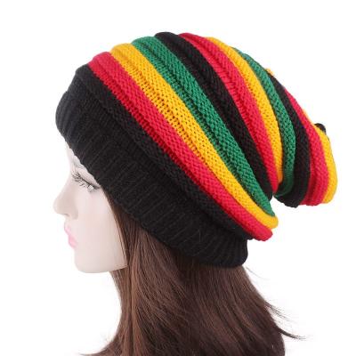 China COMMON striped sweater green blue yellow red wool hat for sale