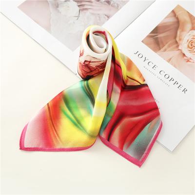 China Soft Smooth Feeling Factory Manufacturing Custom Fashion 100% Silk Scarf Wholesale Square Digital Printed Silk Scarves for sale