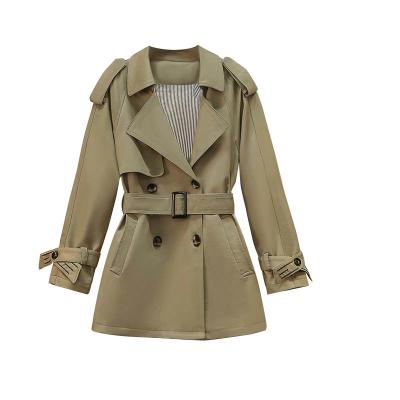 China 2021 Solid Color Women's Winter Service Autumn Notched Collar Cross Trench Coat For Woman for sale