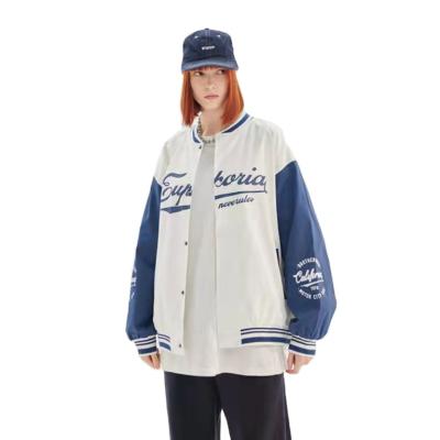 China College Jacket Hip Hop Style Ladies Loose Button Up Letter Embroidery Women's College Jacket for sale