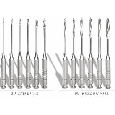 China 6pcs Metal Dental Gates Glidden 32mm Peeso Endodontic Reamers Drills Endo Drills Dentist Burs Gate Materials Dental Lab Equipment for sale