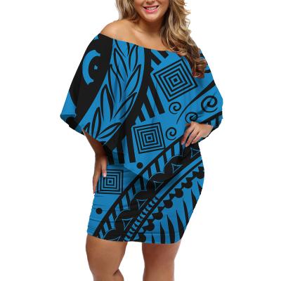 China Viable Pattern Design Blue Shorts Off The Shoulder Bodycon Maxi Dropshipping Graphic Customization Ladies Club Dresses Wholesale Ladies Dress for sale