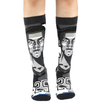 China 2021 viable personality in the tube trend boys bangs basketball star sports casual socks and foreign pattern cotton directly for sale