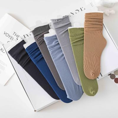 China 2021 Viable New Pile Of Velvet Bangs Meias Para Menina Ins Fashion All Match Slim Ladies Tube Socks Mid Color Morandi Women's Socks for sale