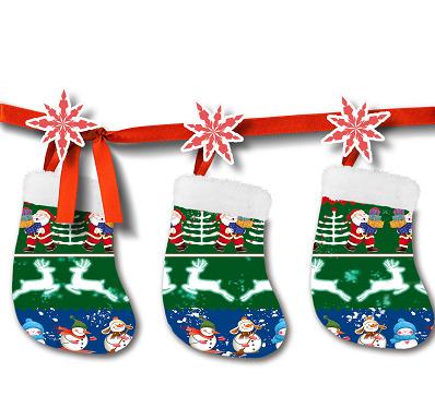 China Polyester Christmas Stocking 3 Pcs Sets Christmas Apple Sack Chimney Tree Christmas Decorations Santa Elk Socks Xmas Gift For Home for sale