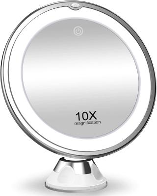 China 10X Makeup Mirror LED Light Portable Hand Magnification Lighted Cosmetic Light Up Mirrors For Tabletop Bathroom Sauce Desk Mirror for sale